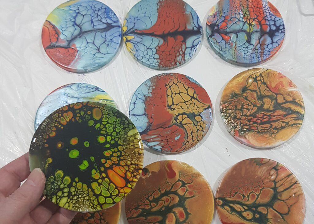 Coasters - Bloom fluid art technique